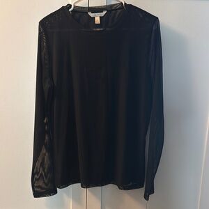 Banana Republic Black Mesh Long Sleeve Blouse